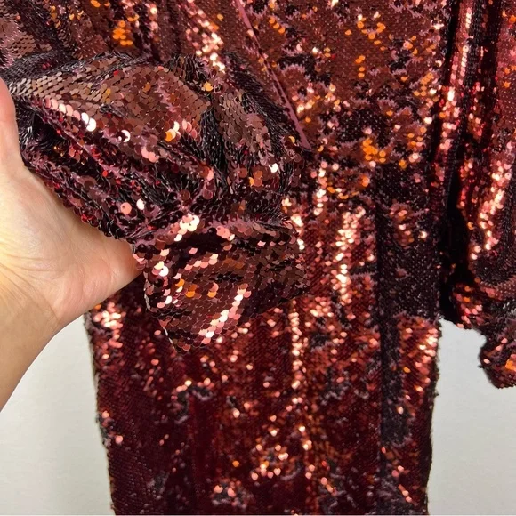 Ted Baker Women's Sequin Burgundy Dress Size 2 -  threedaughtersproperties.com